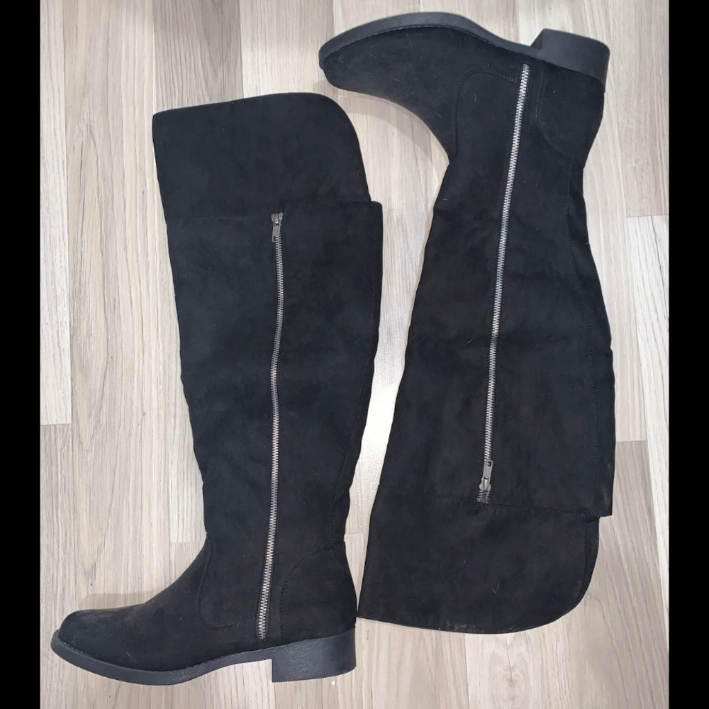 JustFab Over The Knee Black Boots 9.5 Wide Calf